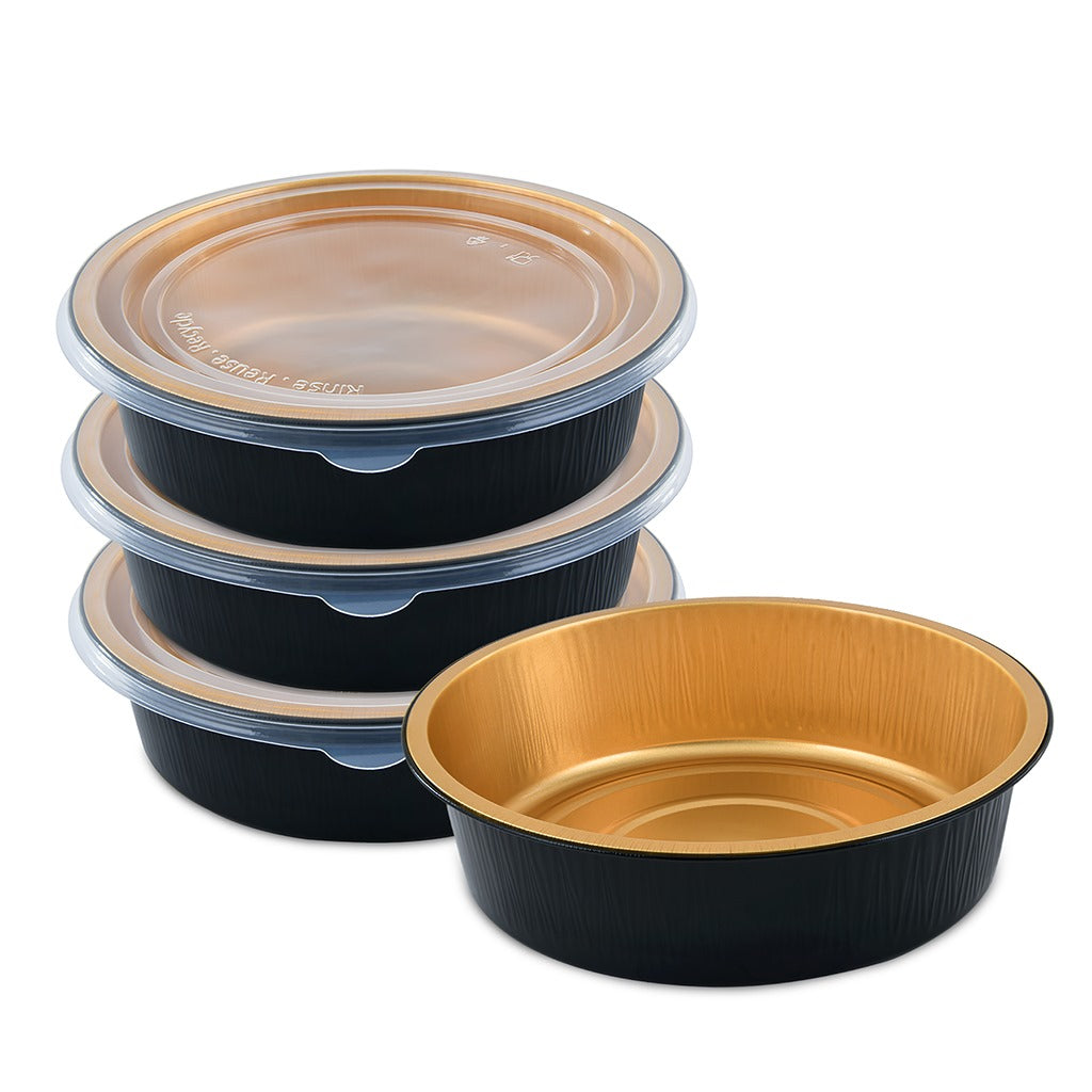 Premium Aluminium Bowls Lids – Gold/Silver, Secure Lids. Pack of 10