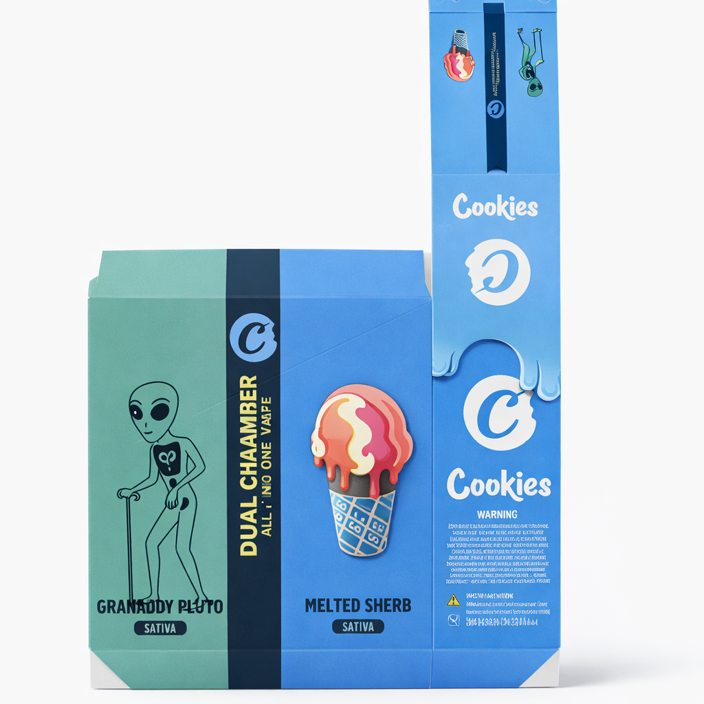 Cookies Dual Chamber Empty Vape | Digital Display | 1000mg Capacity | Dual-Side Pack of 10