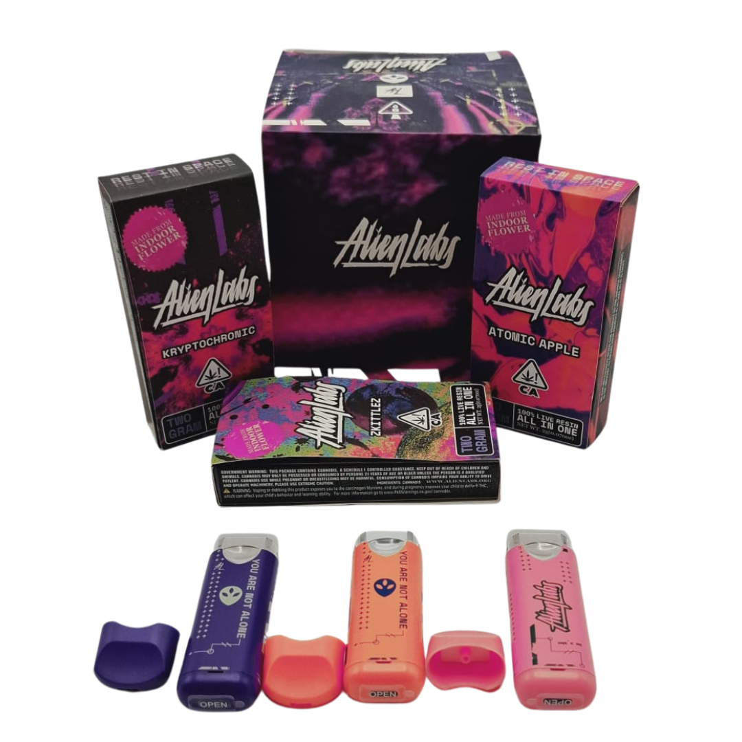 Alien Labs Empty Vape Pen – 2 Gram (0.0700 oz) | 100% Live Resin | Orange, Pink & Purple |  Bulk Available