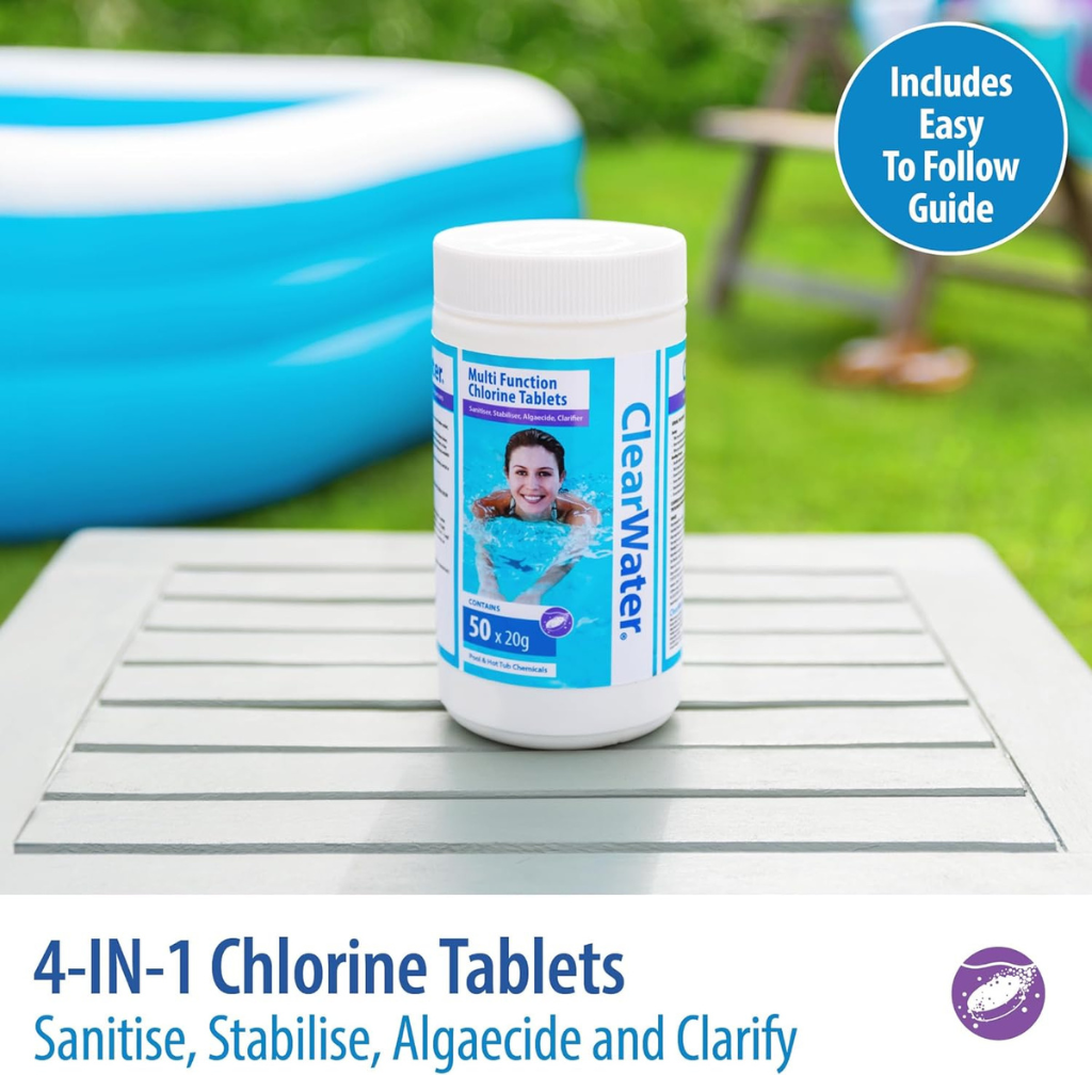Multifunction chlorine tablets UK
Chlorine tablets for pools
Clearwater chlorine tablets
Pool maintenance products
Algaecide tablets for pools
Pool sanitiser UK
Stabiliser for swimming pools
Hot tub chlorine tablets
Chlorine clarifier tablets
4-in-1 pool care tablets
Best chlorine tablets UK
Swimming pool tablets
Chlorine tablets for hot tubs
1 kg chlorine tablets
Clearwater pool care