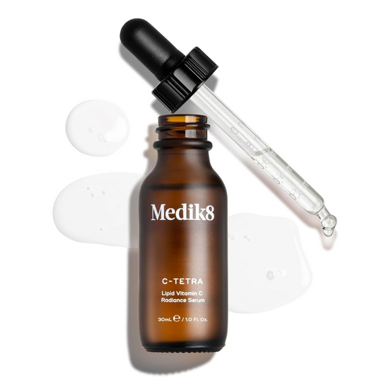 Medik8 C-Tetra Serum, Vitamin C Serum, Antioxidant Serum, Brightening Serum, Hydrating Serum, Collagen Booster, Skin Radiance, UK Skincare, Sensitive Skin Serum, Daily Skincare Routine, Fine Lines Treatment, Glowing Skin Serum, Paraben-Free Serum, Anti Wrinkle Serum, Vitamin E Serum